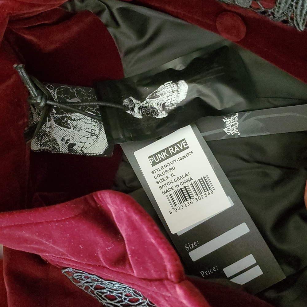 *NWT* PunkRave Elegant Burgundy Velvet Victorian Coat - Picture 15 of 16